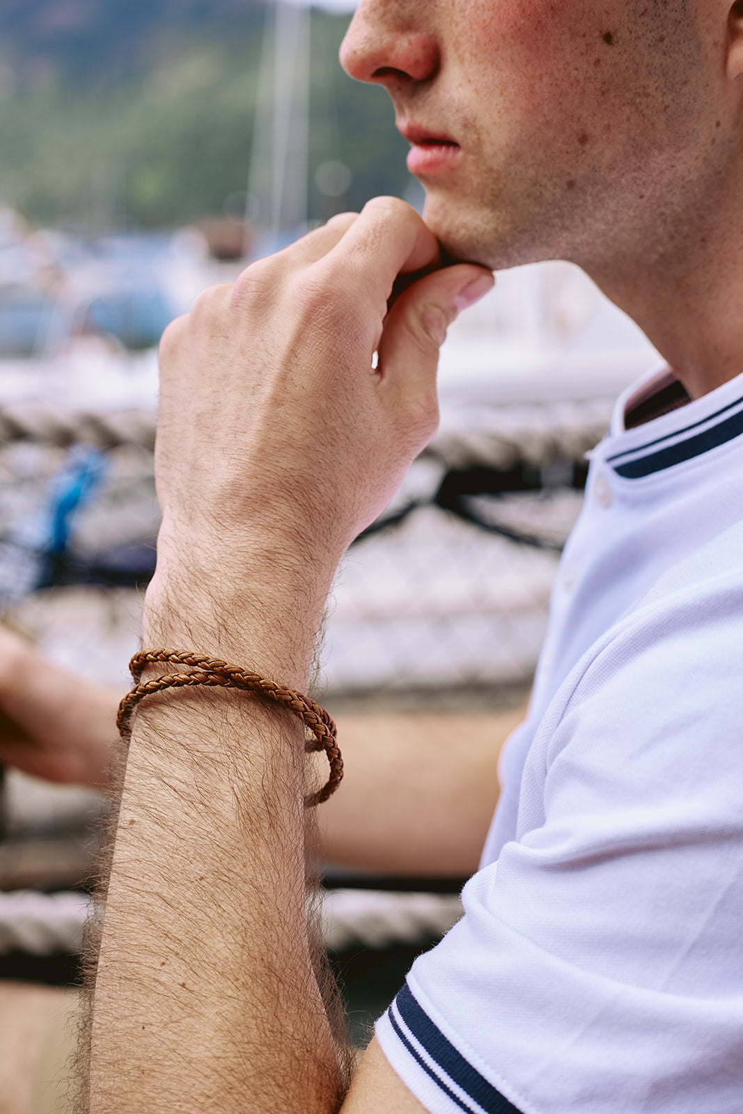 Personalized Woven Leather Double Wrap Bracelet for Men