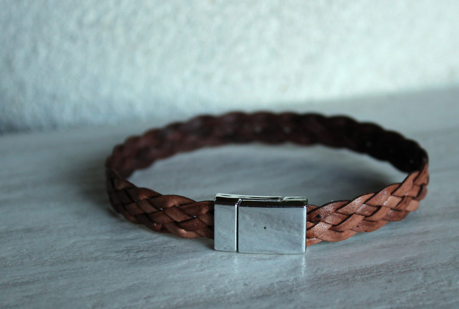 Thick Tan Leather Bracelet