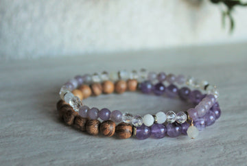 Amethyst + Moonstone Lavender Quartz Stacker Set