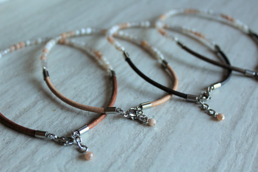 Anklet - Leather + Sunstone