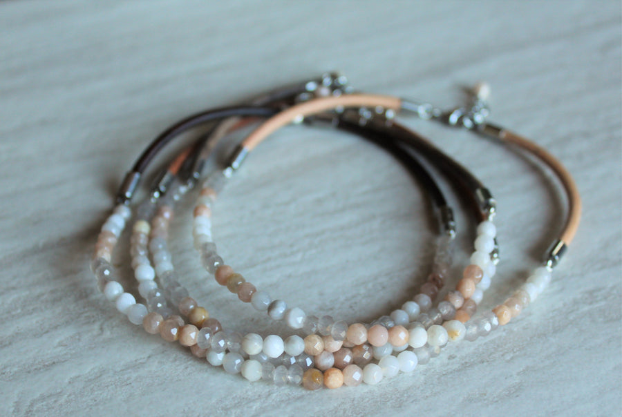 Anklet - Leather + Sunstone