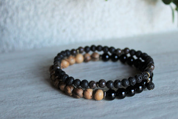 Black Onyx + Lava Stone Stacker Set