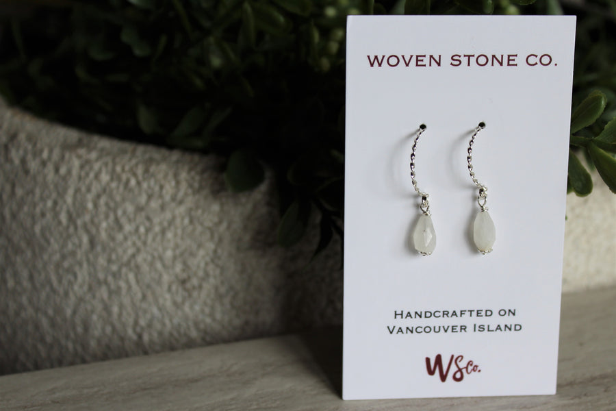 Twisted Hoop Moonstone Earrings