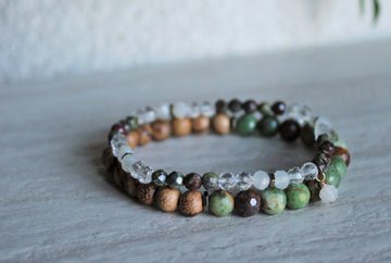 Green Opal + Dragon Blood Jasper Stacker Set