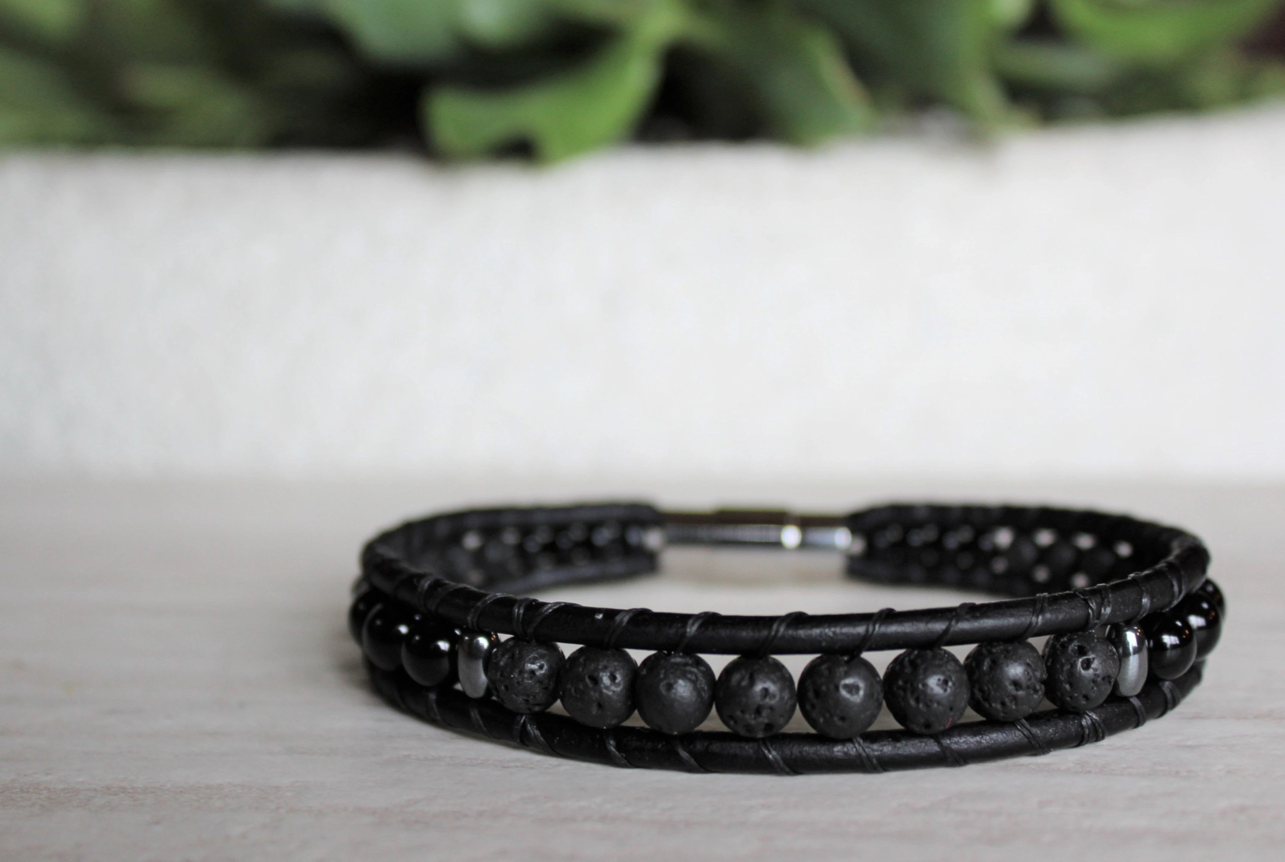 Mens bracelets on sale lava stone