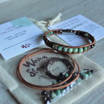 Woven Stone Bracelet Kit - Jade Single Wrap