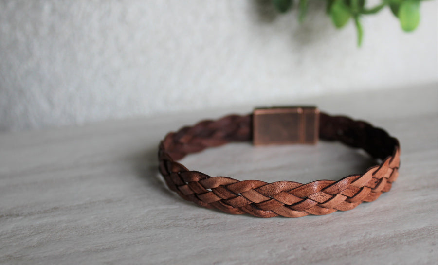 Thick Tan Leather Bracelet